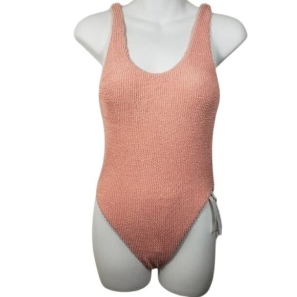 Bebe Pink One Piece Swimwear Low Cut Back Sz S - Picture 1 of 7